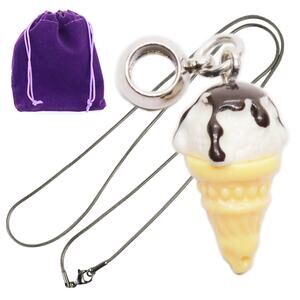 Ice Cream Pendant Necklace Gift, Realistic Vanilla Scoop Jewelry, Mini Ice Cream